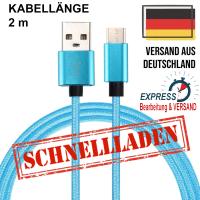 Ladekabel 2m USB A zu USB C SCHNELL-Laden Datenkabel Kabel Samsung Huawei Nylon